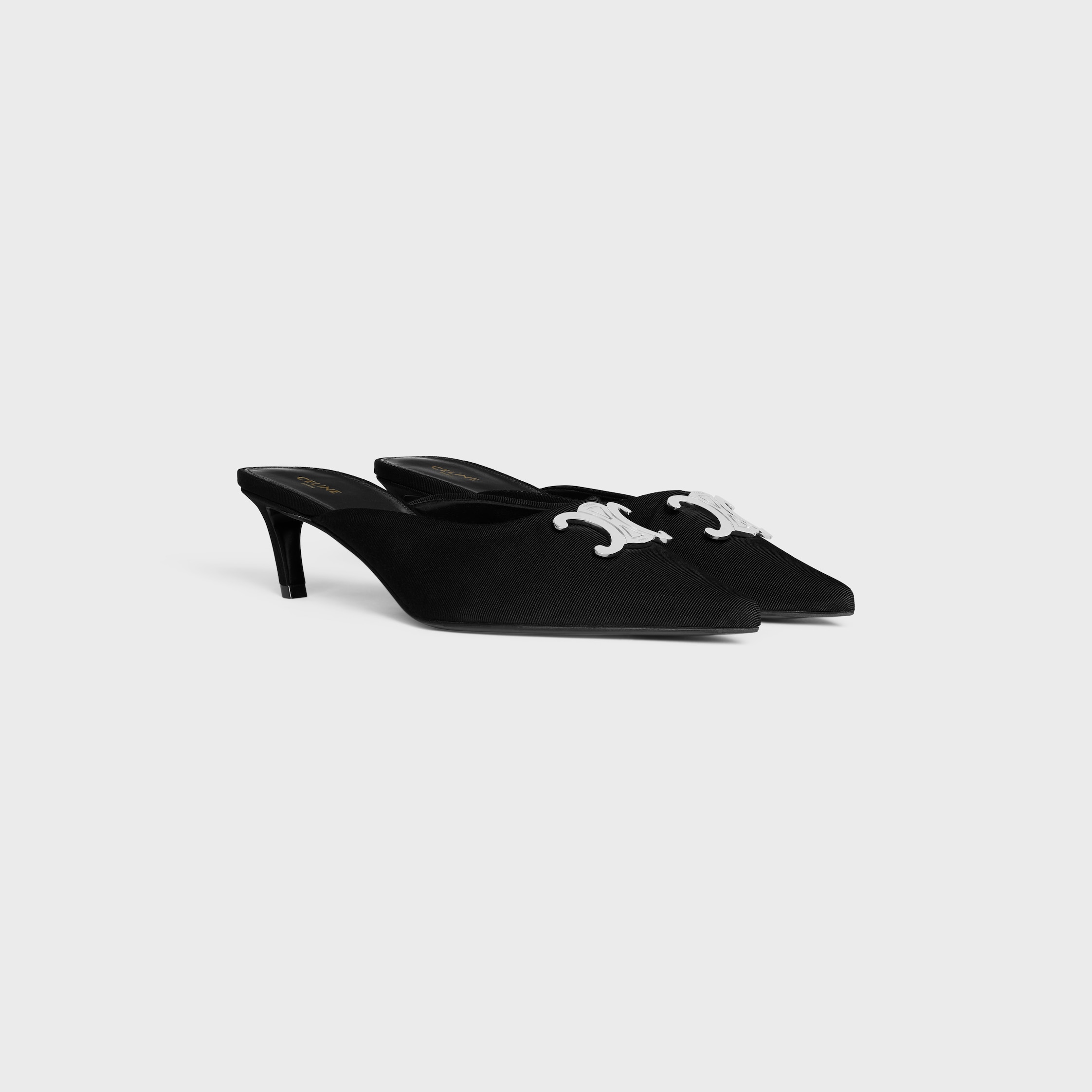 サンダル・ミュール CELINE Alma Triomphe gros-grain mule CELINE ALMA TRIOMPHE MULE IN GROS-GRAIN FABRIC - BLACK | CELINE