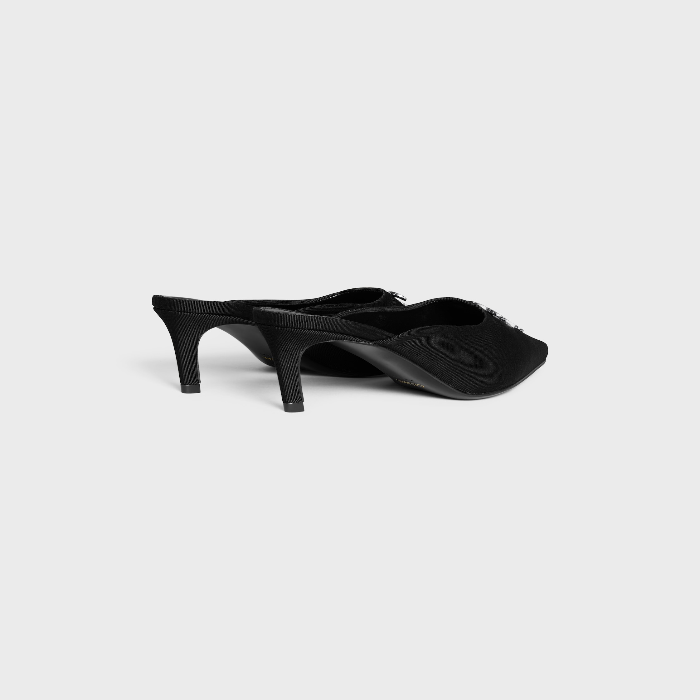 CELINE ALMA TRIOMPHE MULE IN GROS-GRAIN FABRIC - BLACK | CELINE
